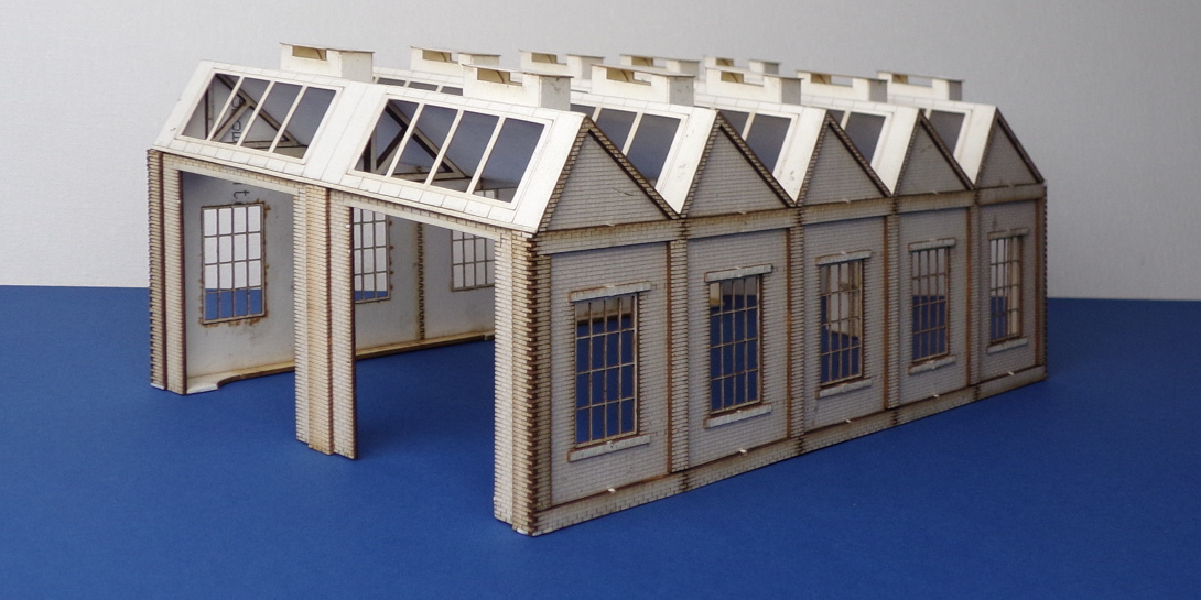 B 00-29 OO gauge north light style engine shed